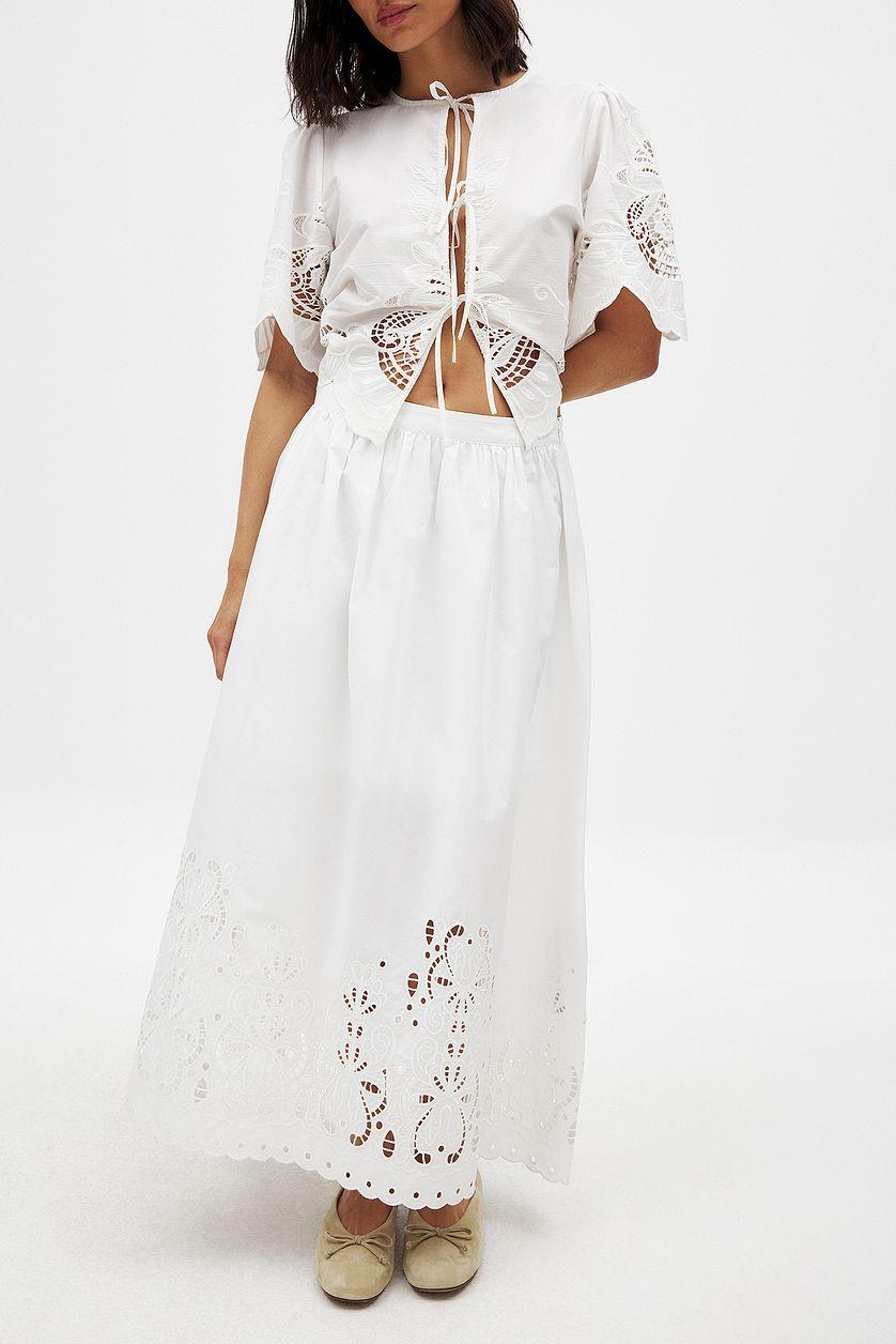 Broderie Anglaise Midi Skirt Product Image