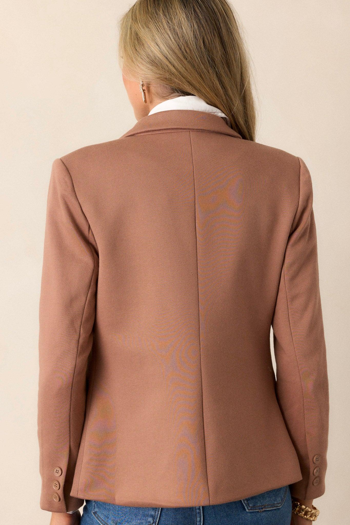 Hidden Reflections Tan Ponte Blazer Product Image