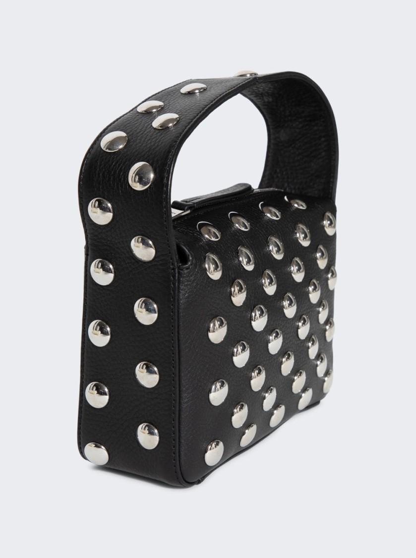KHAITE Elena Small Studded Textured-leather Shoulder Bag In Black Product Image
