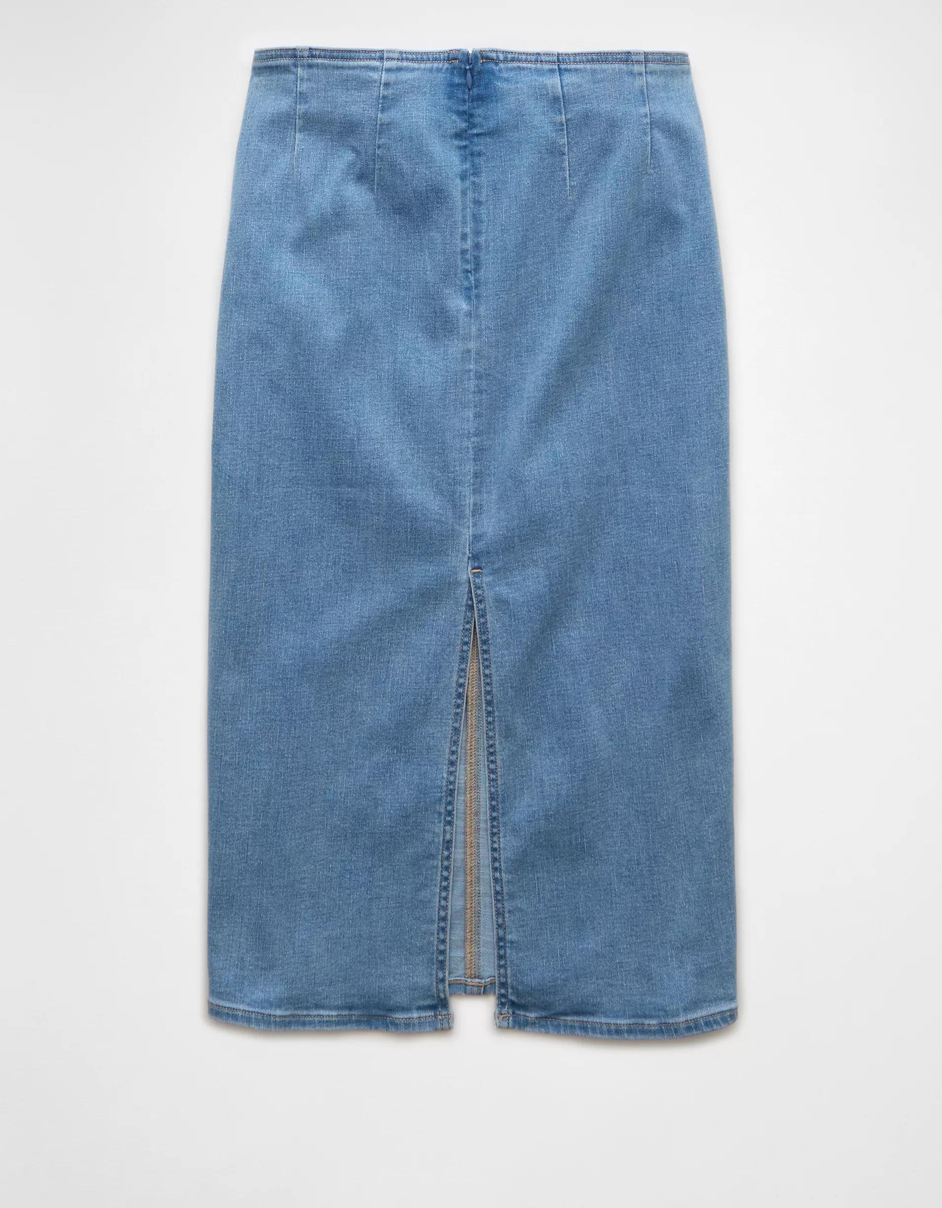 AE Next Level Highest Waist Denim Midi Skirt Product Image