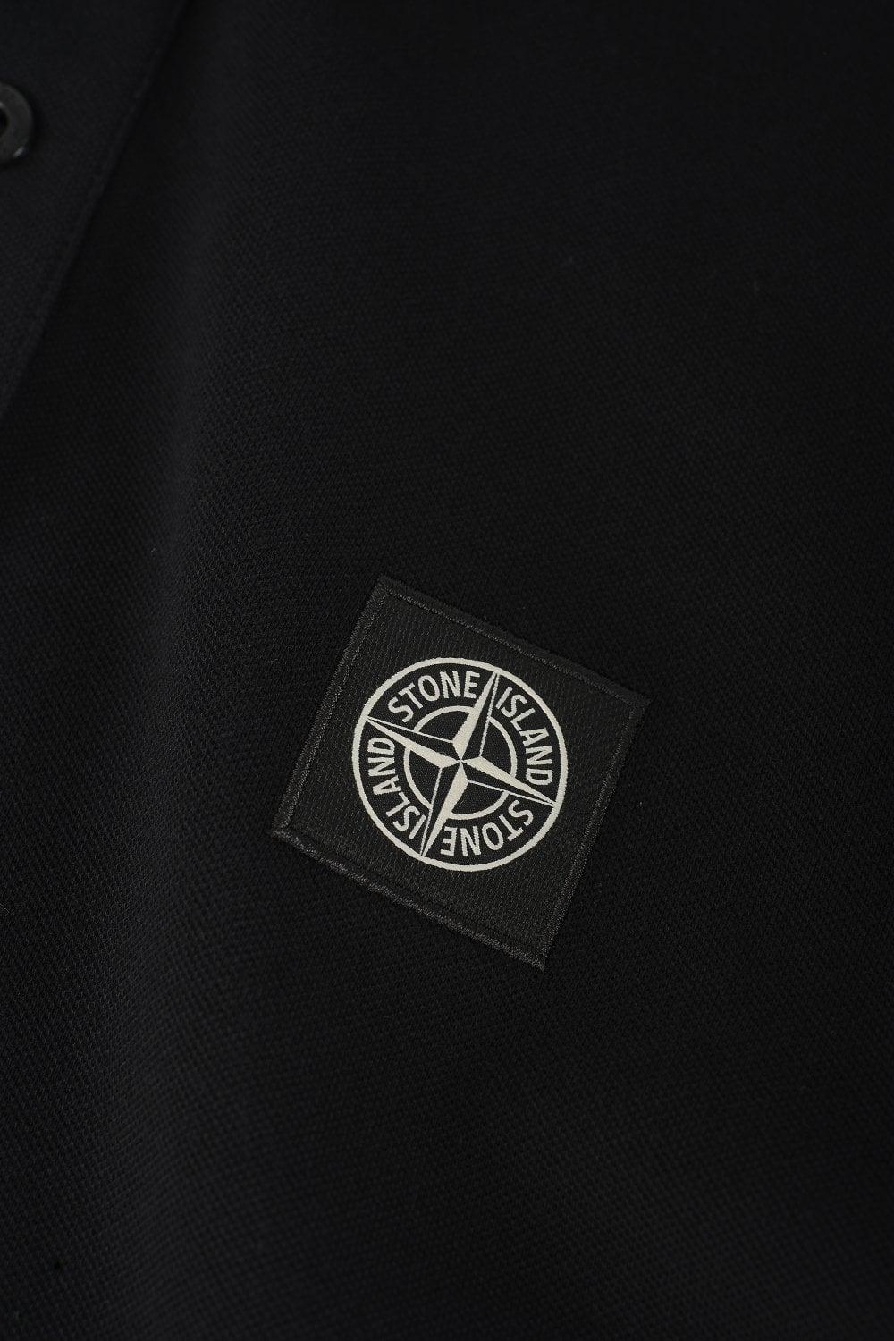 STONE ISLAND Mens Black Brand-patch Regular-fit Stretch-cotton Polo Shirt Xl Product Image