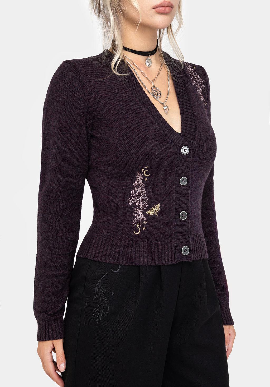 Foxglove Embroidered Knit Cardigan Product Image