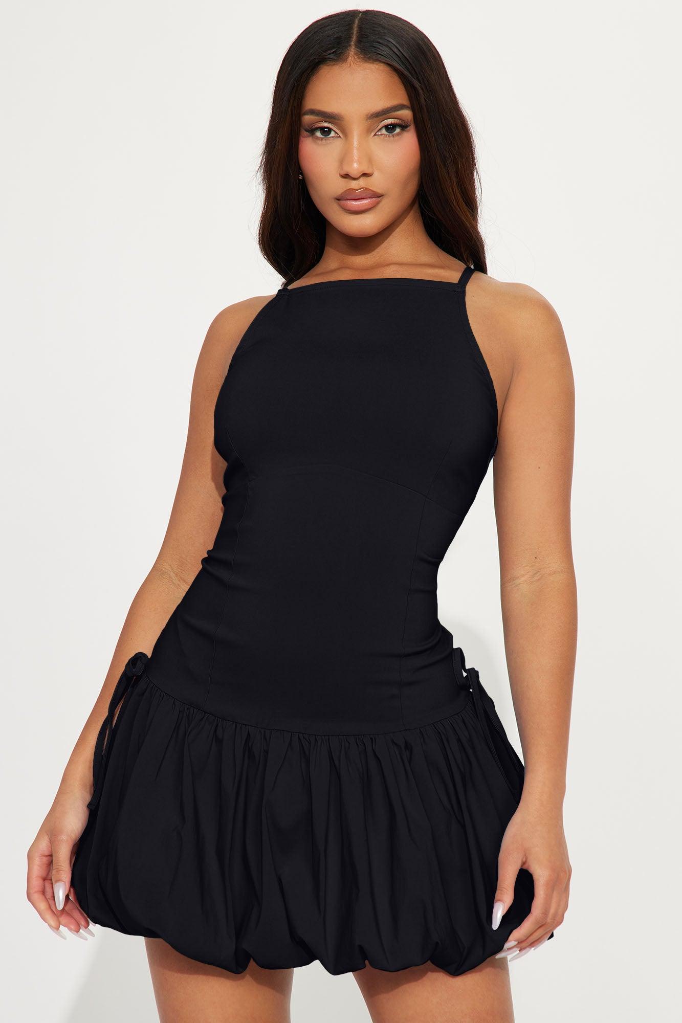 Coquette Cove Bubble Mini Dress - Black Product Image