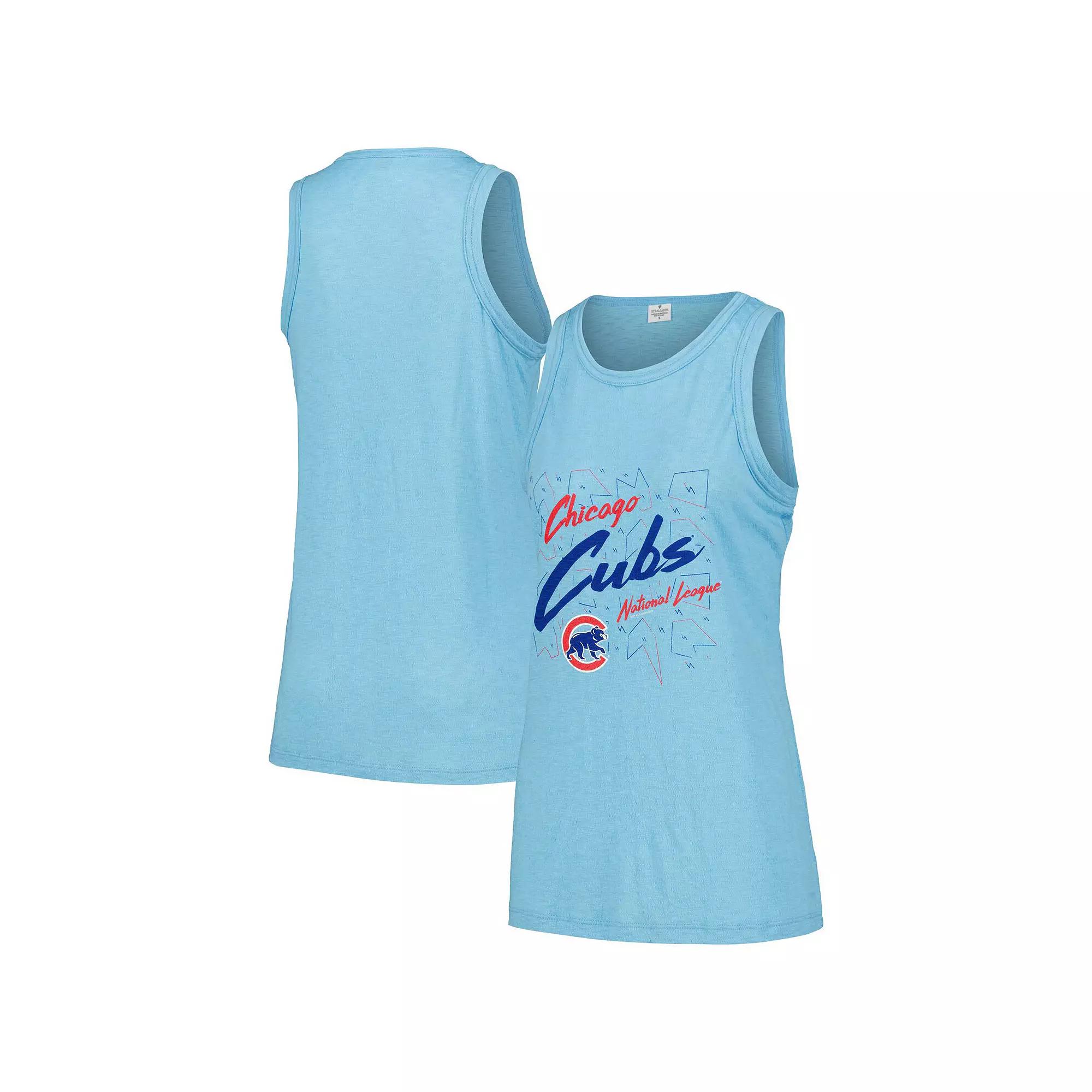 Women's Soft as a Grape Light Blue Chicago Cubs Gauze High Neck Tank Top, Size: Large Product Image
