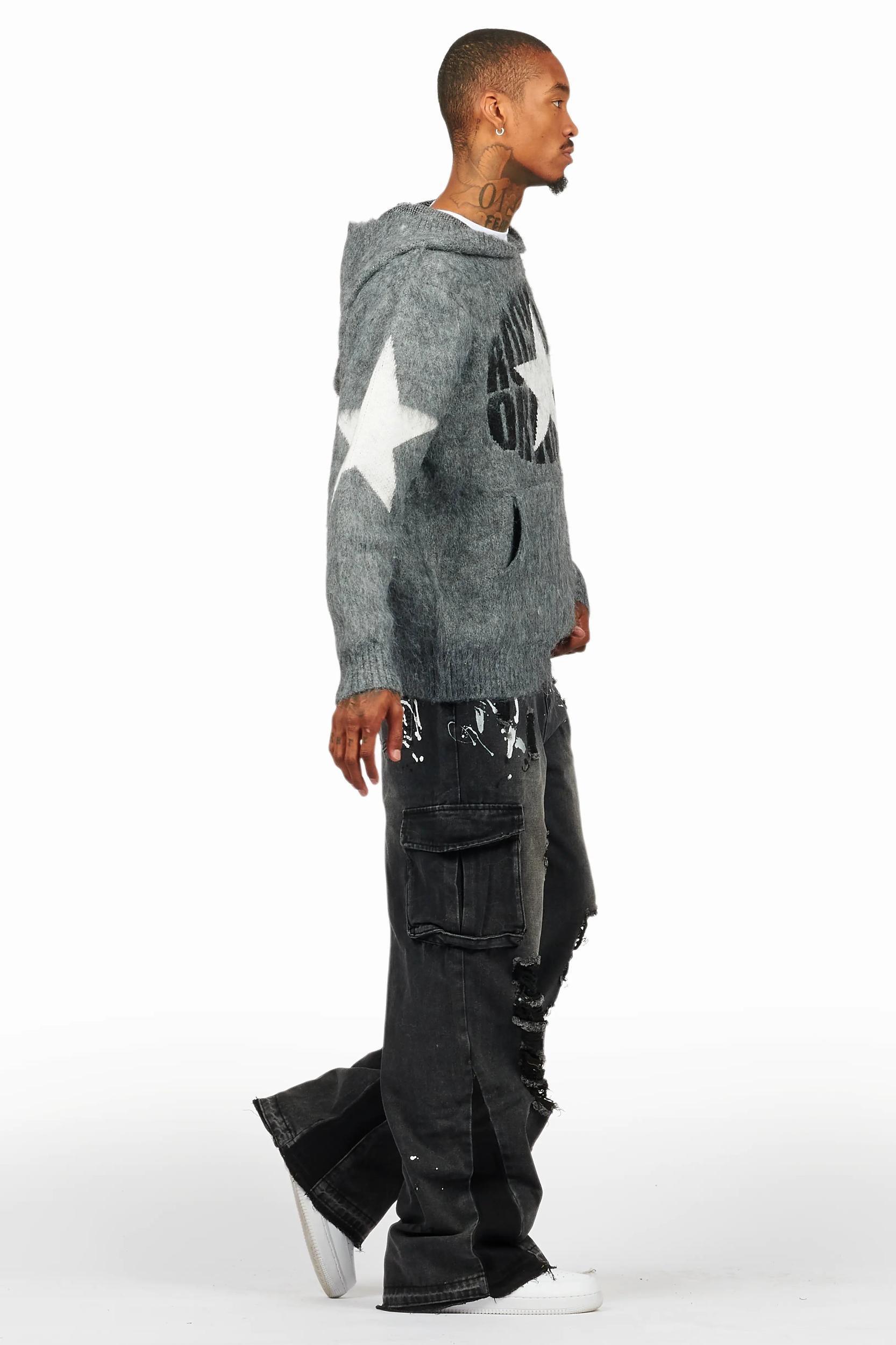 States Grey Mohair Hoodie/Baggy Fit Jean Bundle Male Product Image
