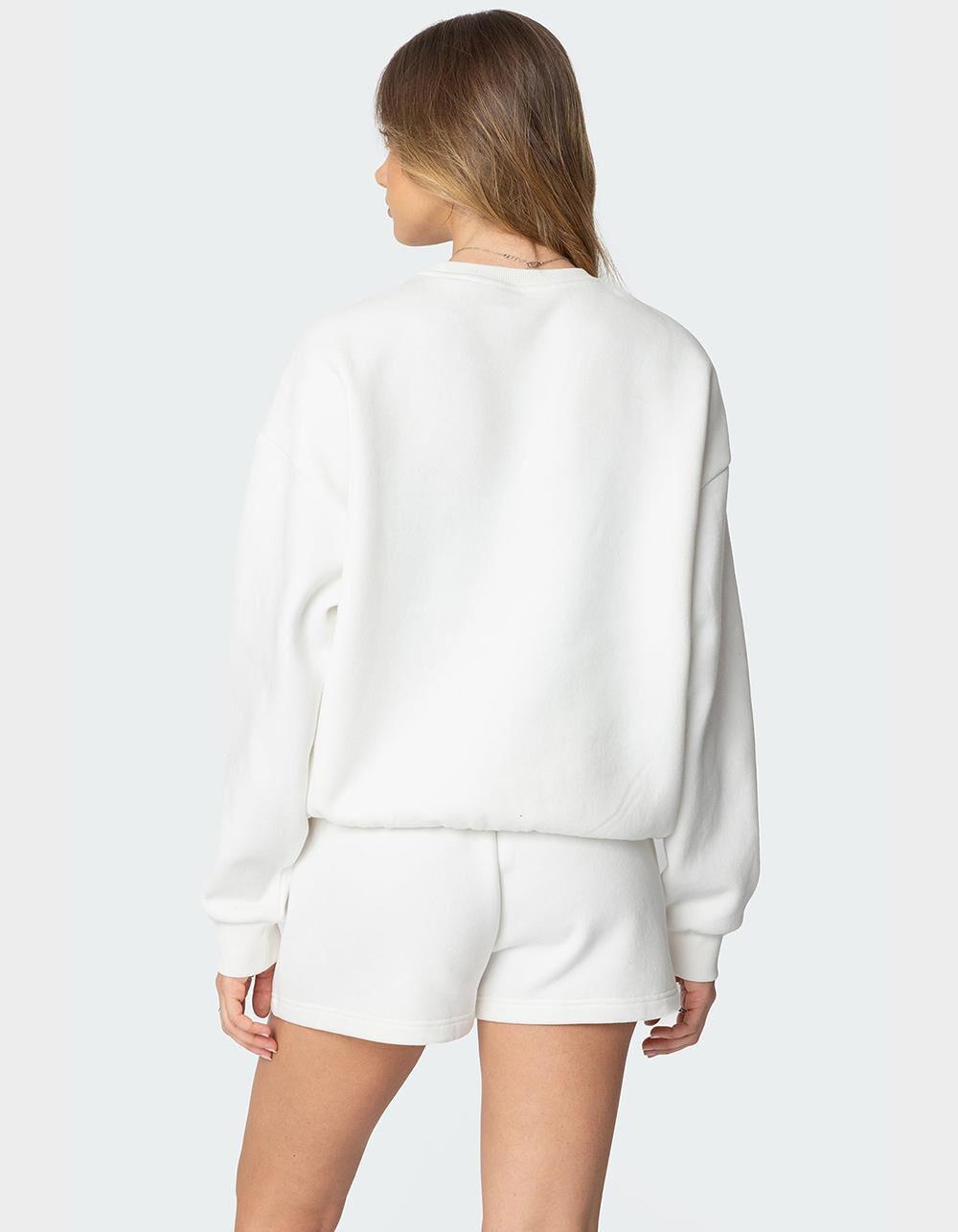 EDIKTED Cali Bow Sweatshirt - WHITE Product Image