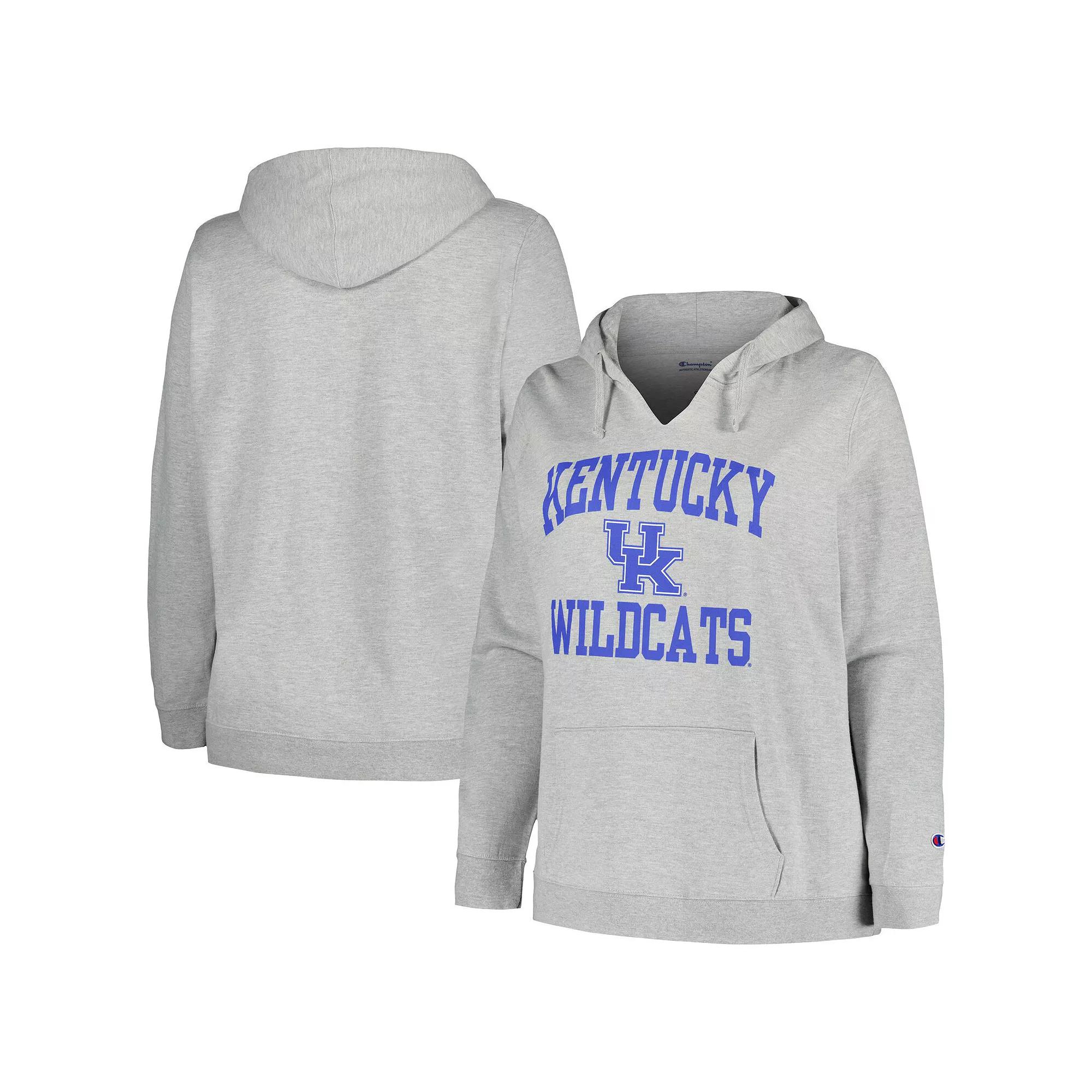 Women's Champion Heather Gray Kentucky Wildcats Plus Size Heart & Soul Notch Neck Pullover, Size: 1XL, Grey Product Image