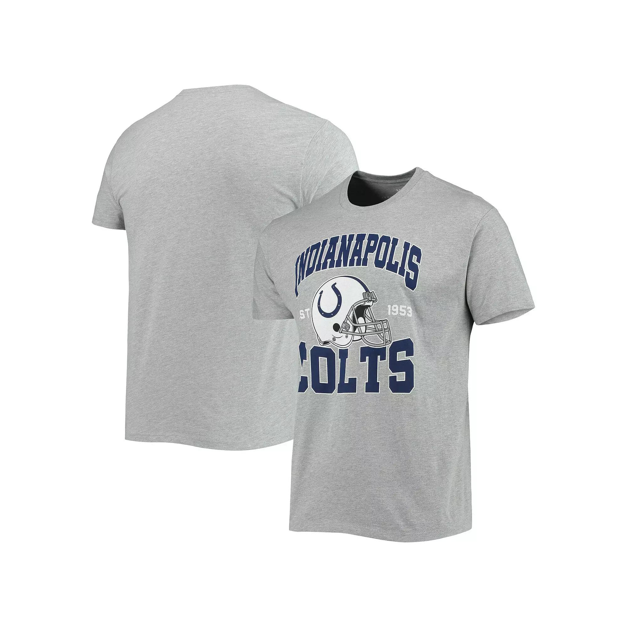 Men's Junk Food Heathered Gray Indianapolis Colts Helmet T-Shirt,  Product Image