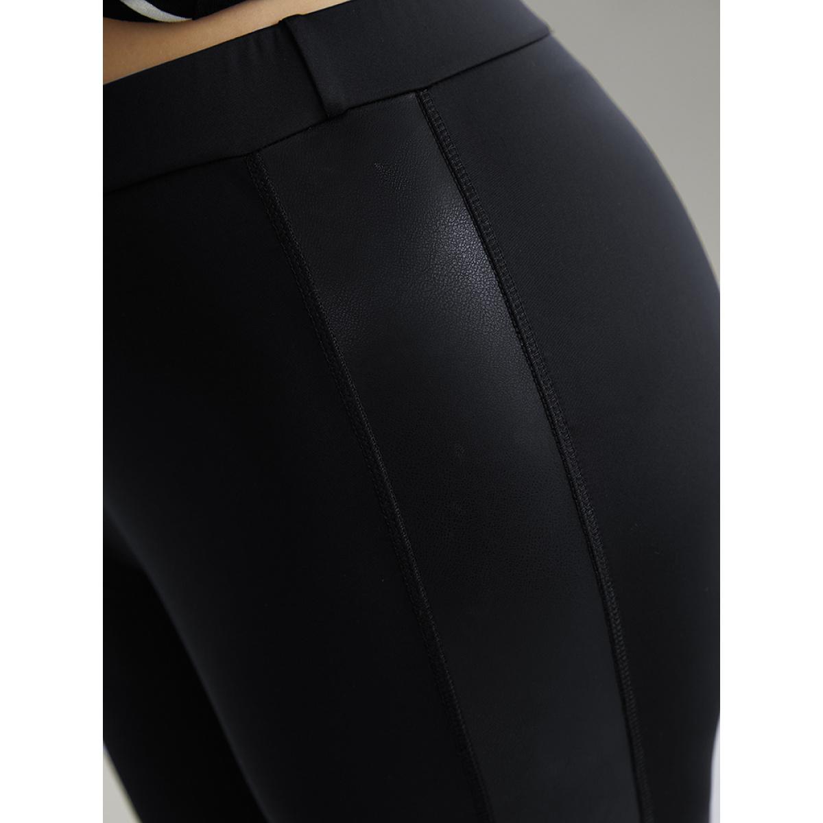 Plus Size Patchwork Elastic Waist Skinny Leggings Women Black Casual High stretch Skinny High Rise Dailywear Leggings BloomChic 30/6X Product Image