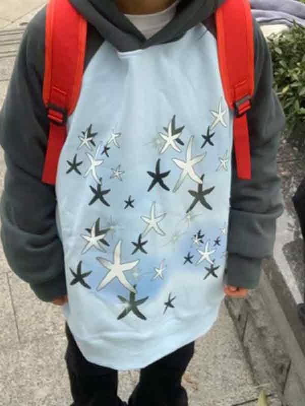 Starfish Print Raglan Oversized Hoodie Product Image