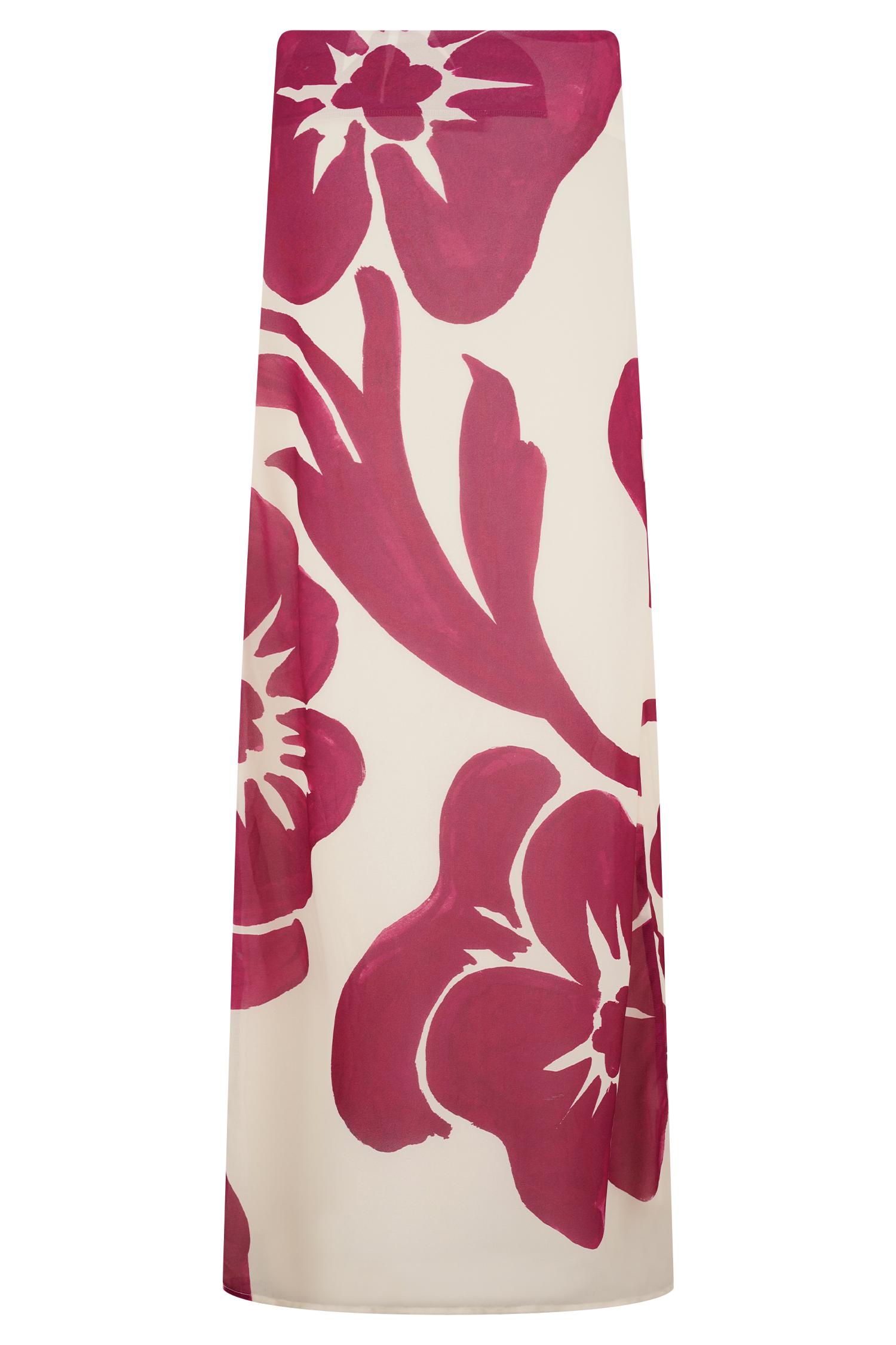 Katalina Chiffon Maxi Skirt - Red Deco Fleur Print Product Image