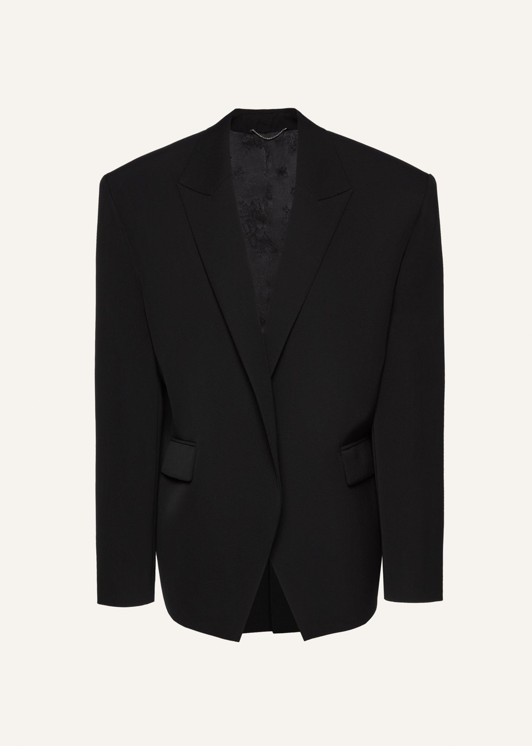 Oversized wool tuxedo blazer in black Product Image