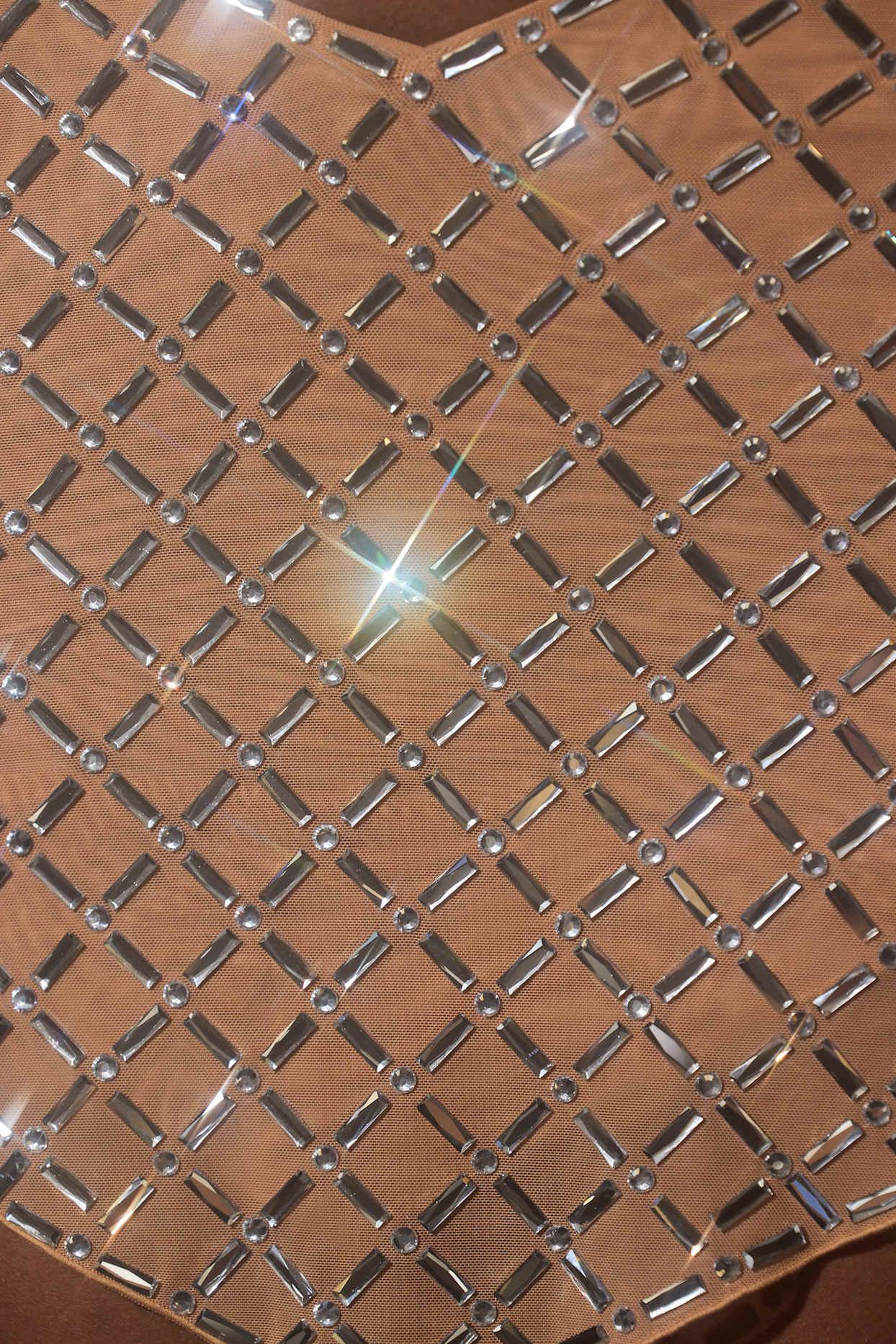 Embellished Asymmetric Crop Top in Almond Product Image