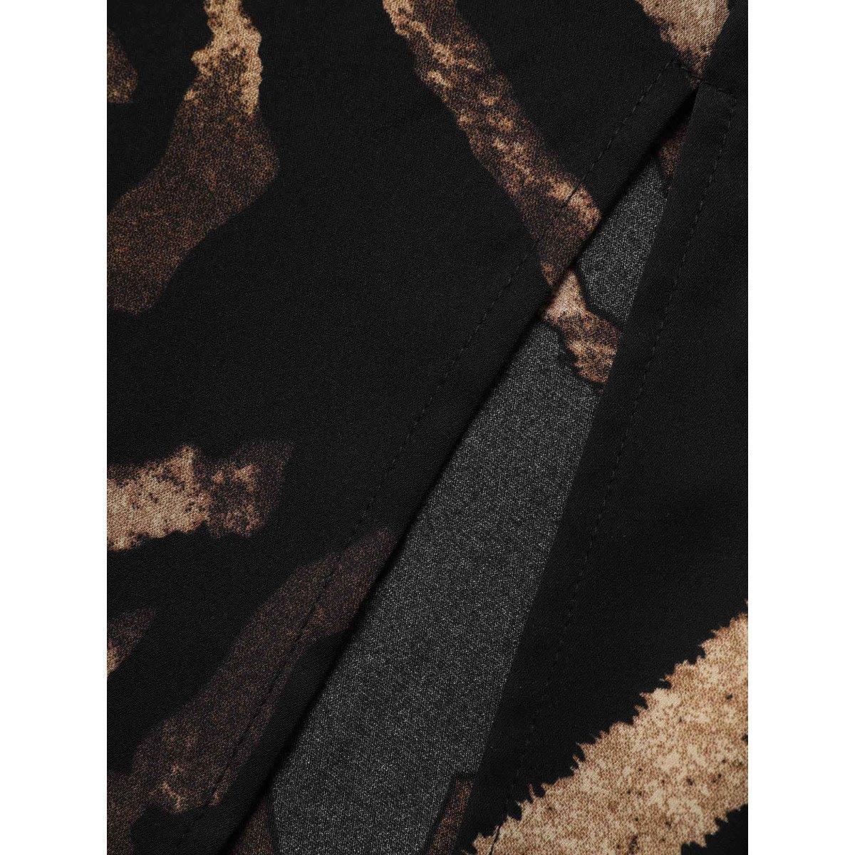 Plus Size V Neck Striped Split Hem Midi Dress Black Women Elegant Slit V-neck Sleeveless Curvy BloomChic 12/L Product Image