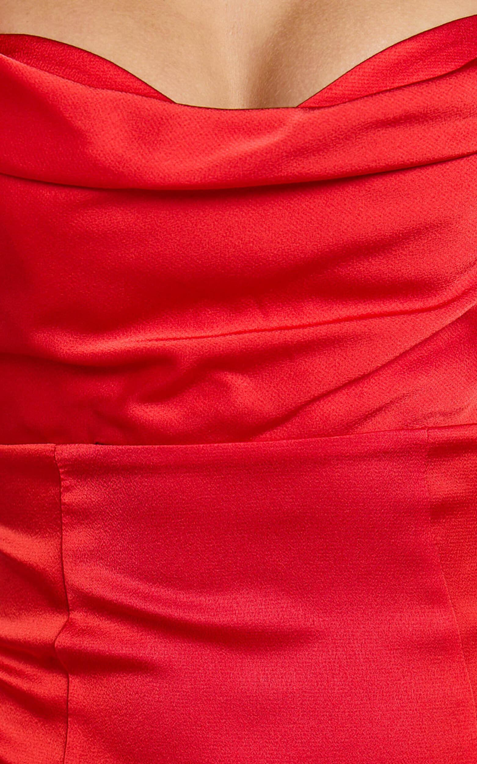 Grace Maxi Dress - Cowl Neck Satin Slip Dress in Coral Red Product Image