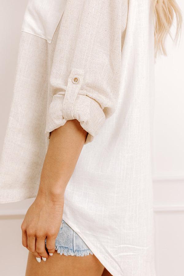 Beach Retreat Oversized Linen-Blend Button Up Product Image