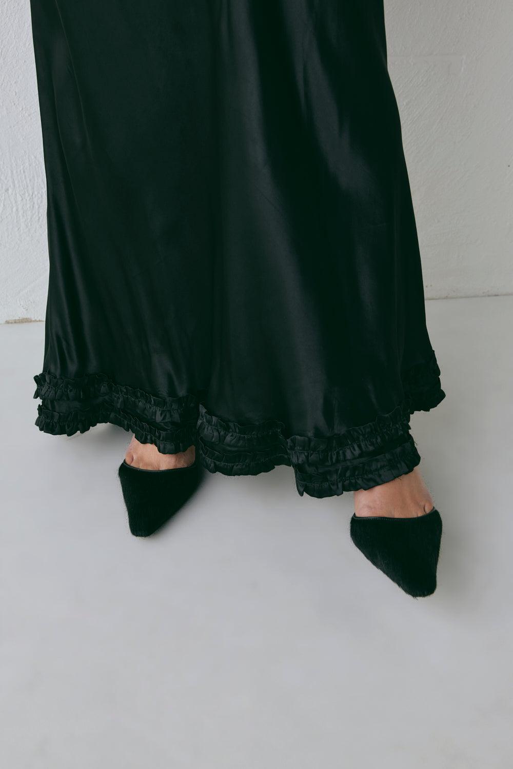 Alber Satin Maxi Dress Black Product Image