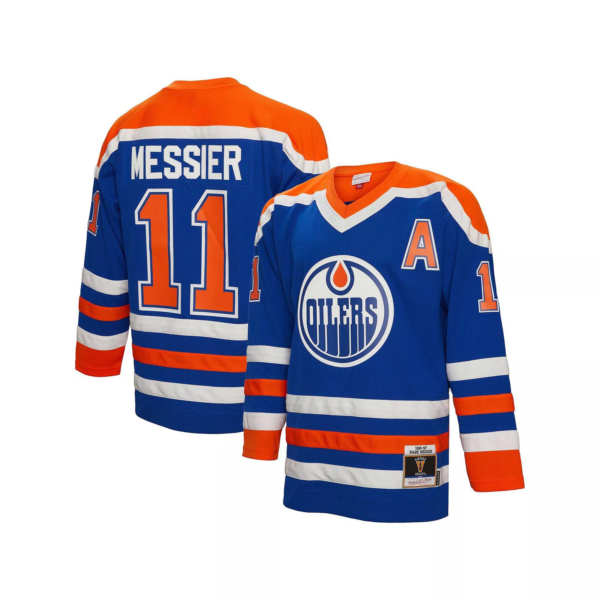 Men's Mitchell & Ness Mark Messier Royal Edmonton Oilers 1986 Blue Line Player Jersey, Size: Medium, Oil Blue Product Image