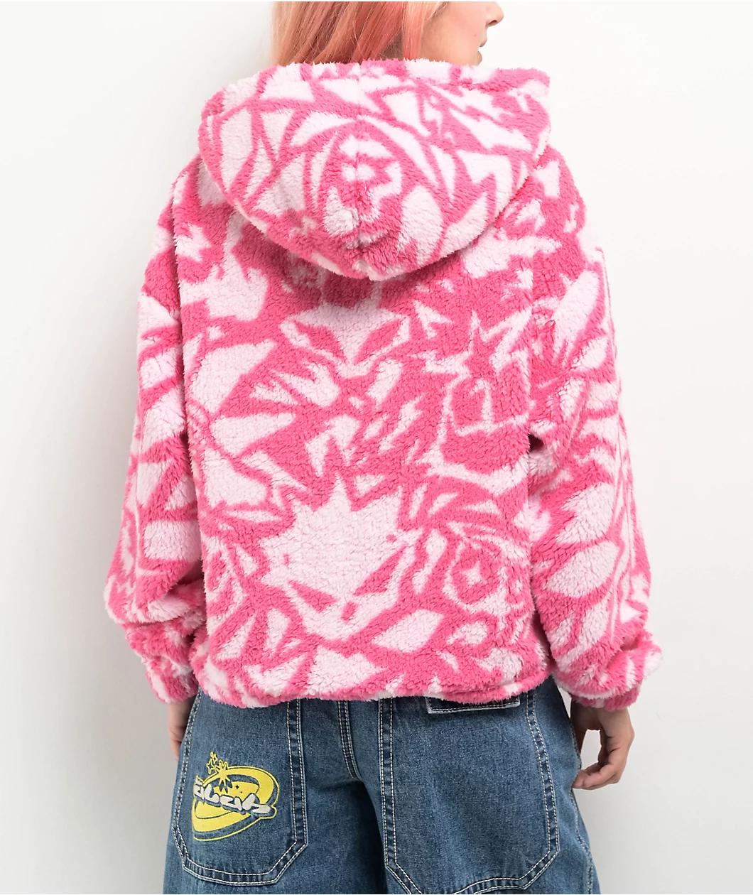 A.LAB Kadley Pink Tulle & Carmine Rose Sherpa Hoodie Product Image
