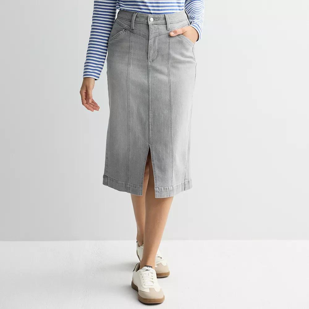 Women's Sonoma Goods For Life® Yoke Denim Skirt, Size: 16, Light Grey Wash Product Image
