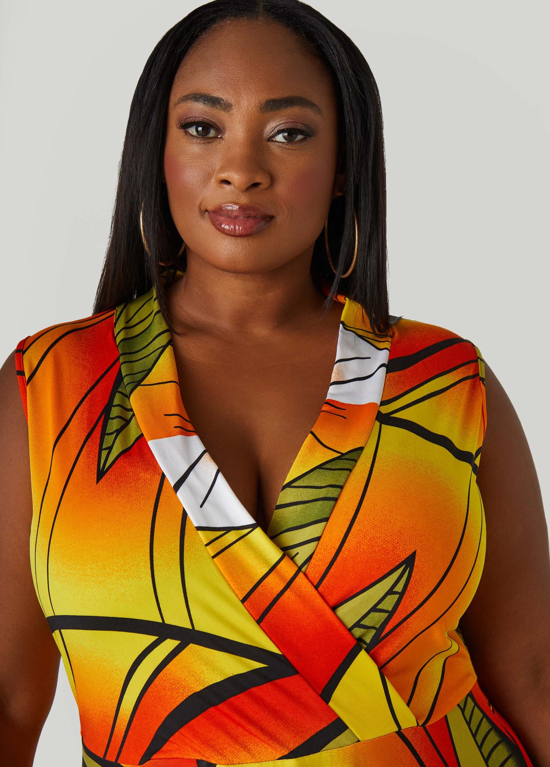 Tropical Faux Wrap Maxi Dress Product Image