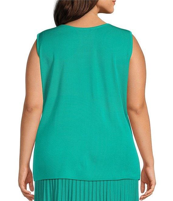 Ming Wang Plus Knit Scoop Neck Sleeveless Tank Product Image