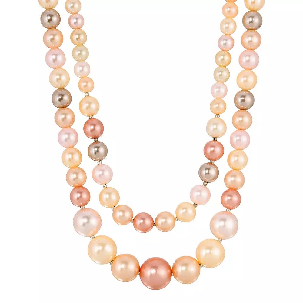 1928 Silver Tone Multi Color Simulated Pearl Necklace, Women's Product Image