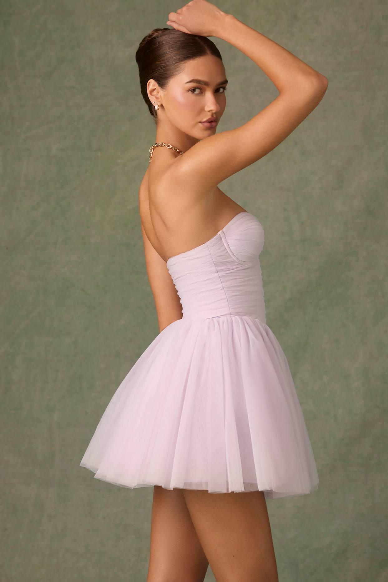 Tulle Corset Mini Dress in Lilac Product Image