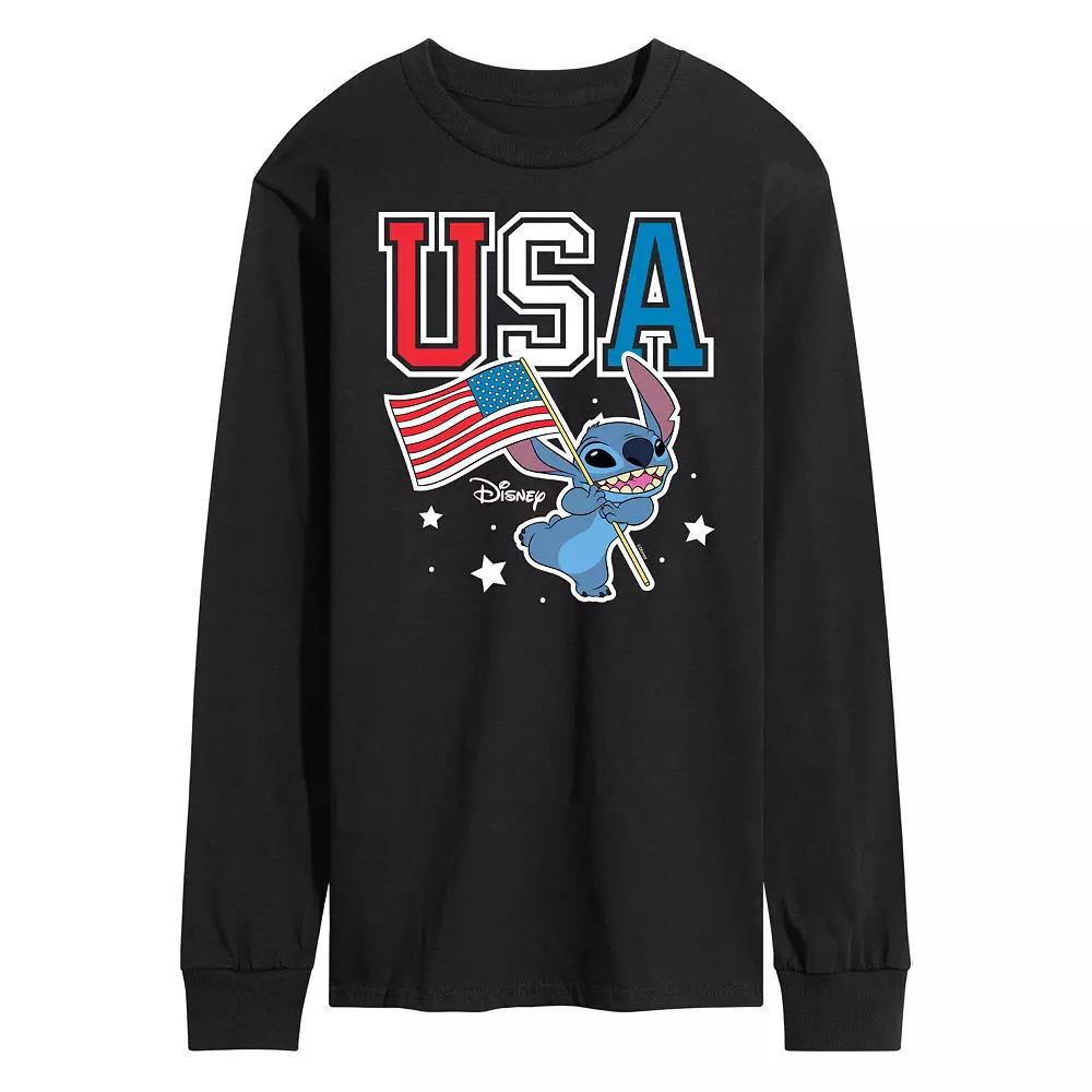 Disney's Lilo and Stitch Men's USA Stitch Long Sleeve Graphic Tee,  Product Image
