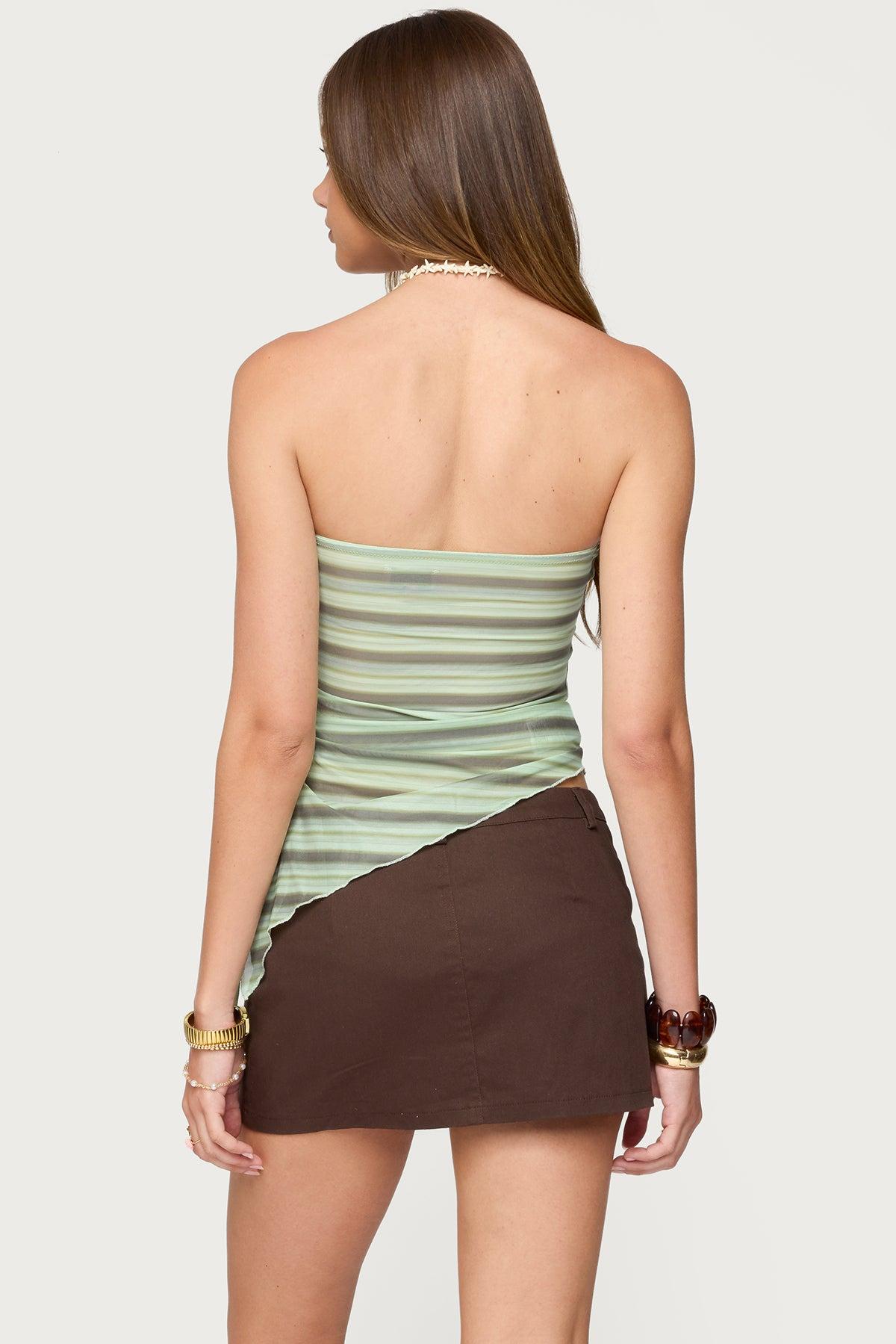Sari Striped Strapless Asymmetric Top Product Image