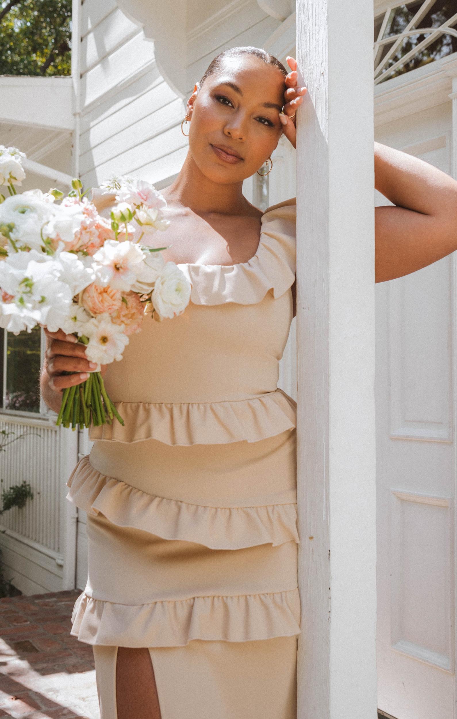 Bridesmaid Fabric Swatch ~ Champagne Stretch Product Image