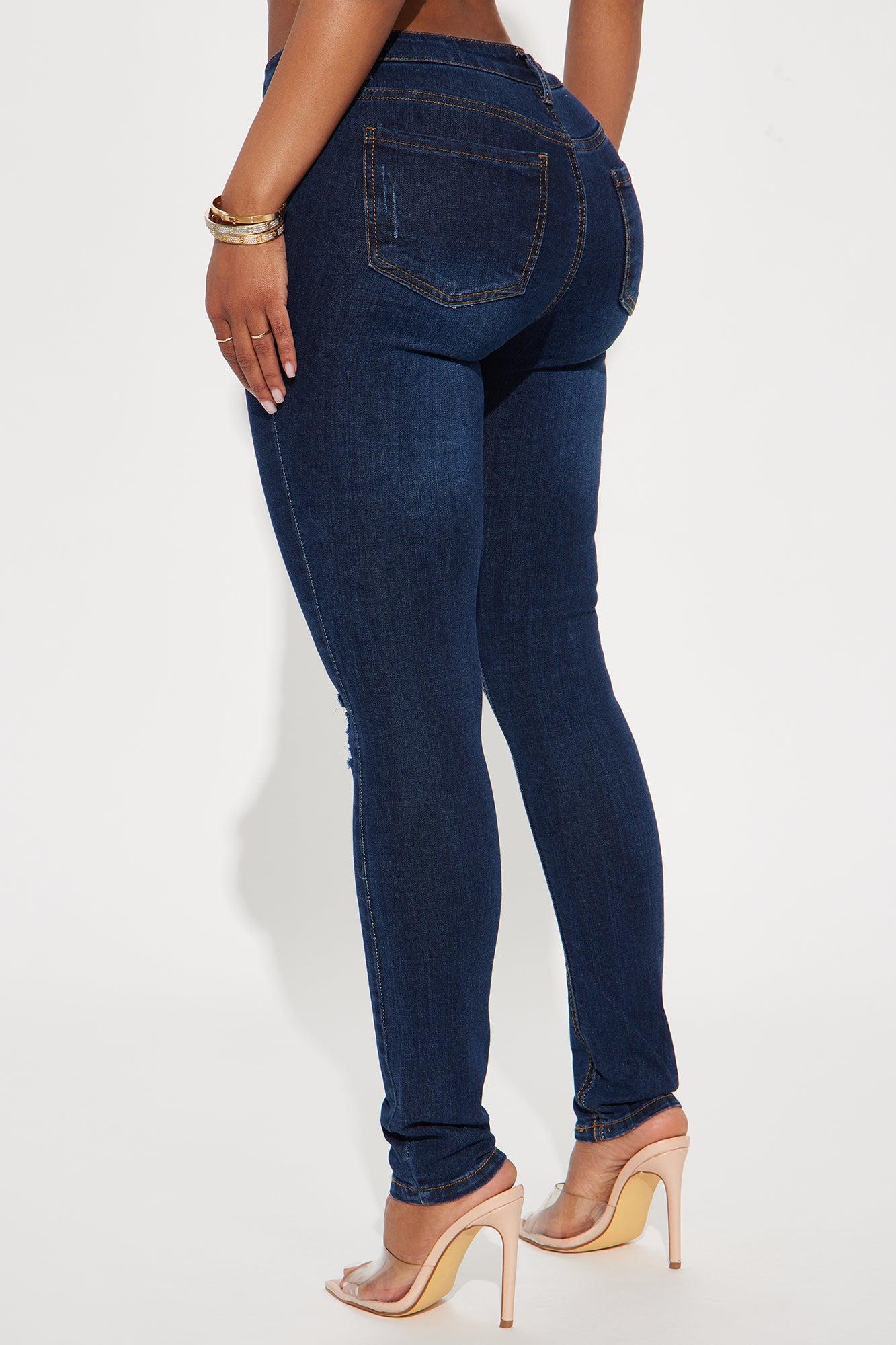 Saturday Nights Ripped Mid Rise Skinny Jeans - Dark Wash Product Image