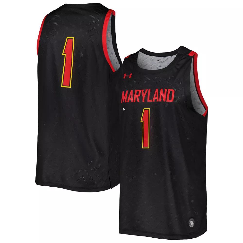 Men's Under Armour Black Maryland Terrapins Replica Basketball Jersey, Size: Large Product Image