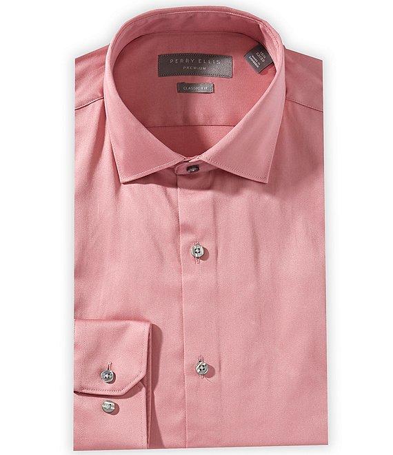 Perry Ellis Classic Fit Spread Collar Premium Luxe Sateen Dress Shirt Product Image