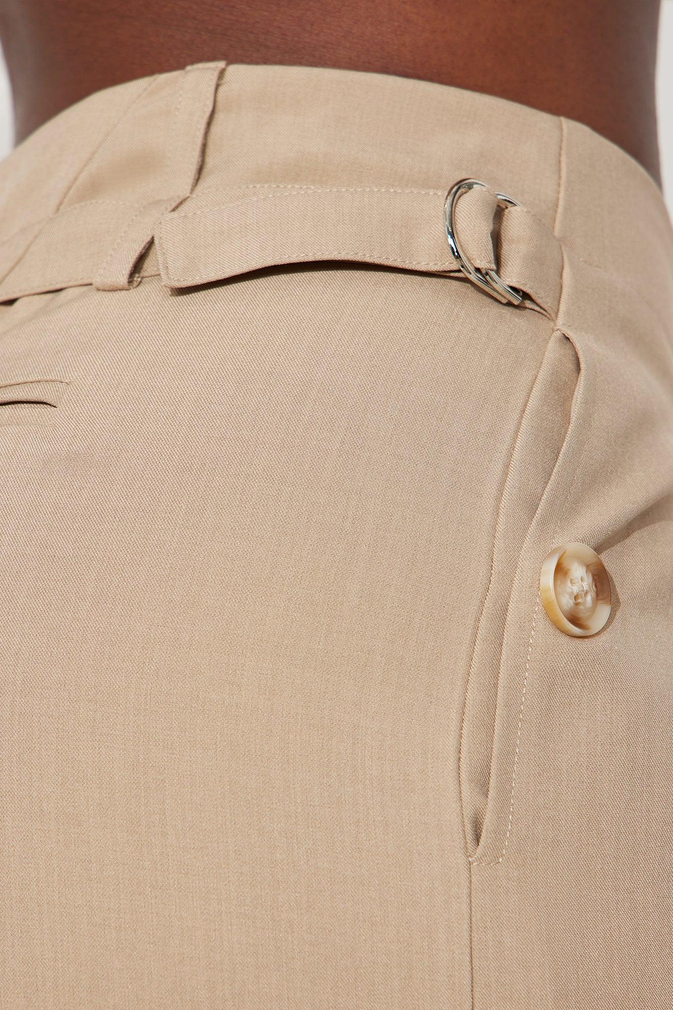 Kiah Cuffed Wide Leg Trouser - Tan Female Product Image