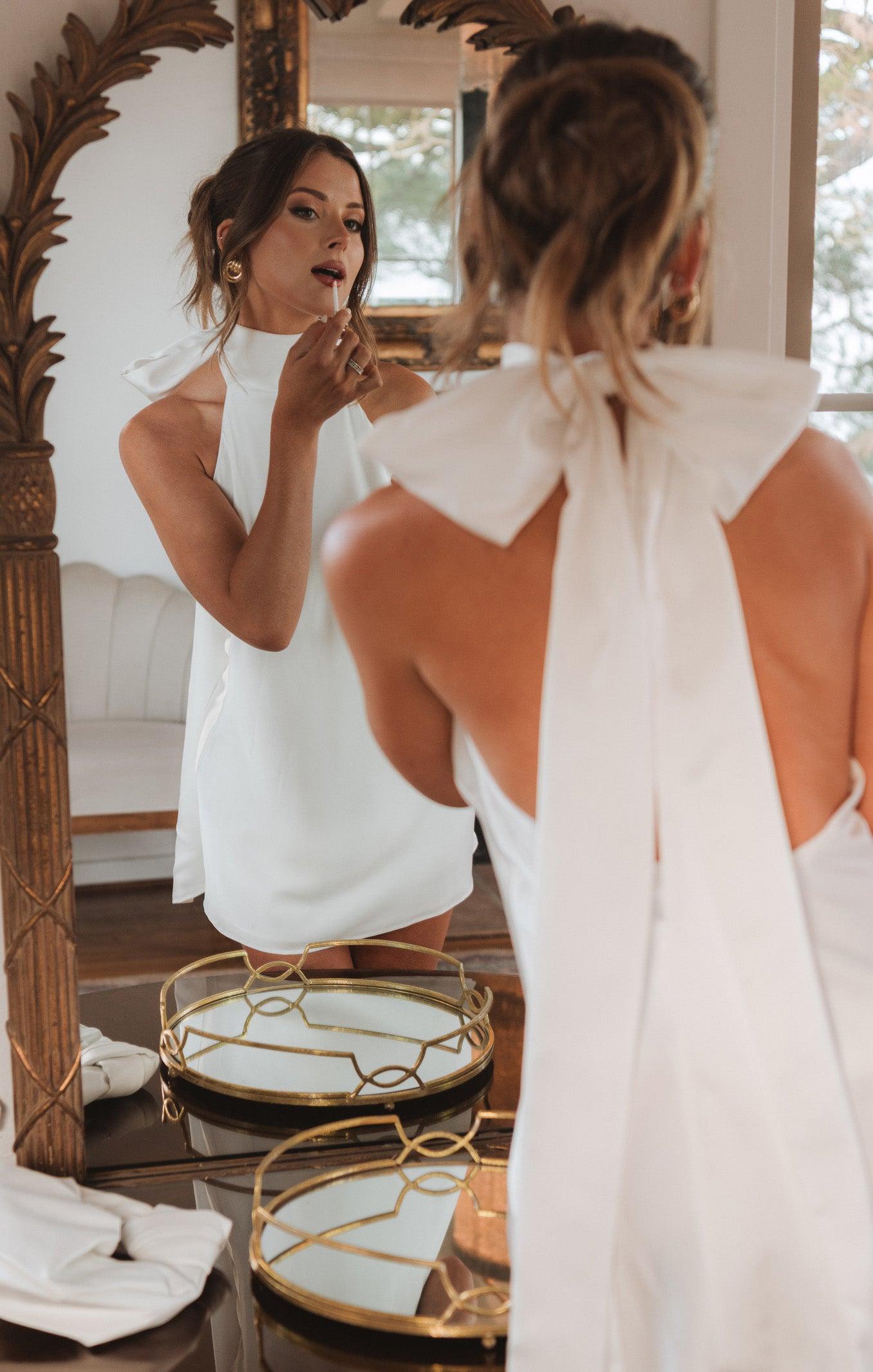 Lisa Mini Dress ~ Ivory Luxe Satin Product Image