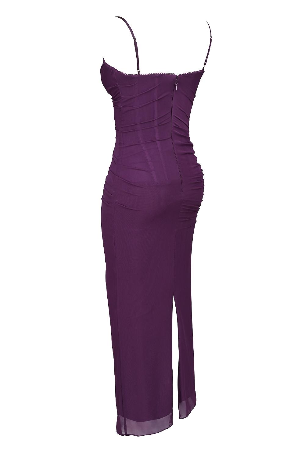 Nalini  grape mesh corset maxi dress Product Image