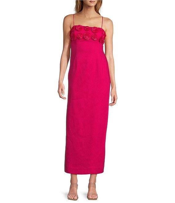 Antonio Melani Dottie Textured Linen Square Neck Sleeveless Midi Dress Product Image