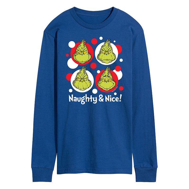 Men's Dr. Seuss Grinch Naughty & Nice Long Sleeve Tee,  Product Image