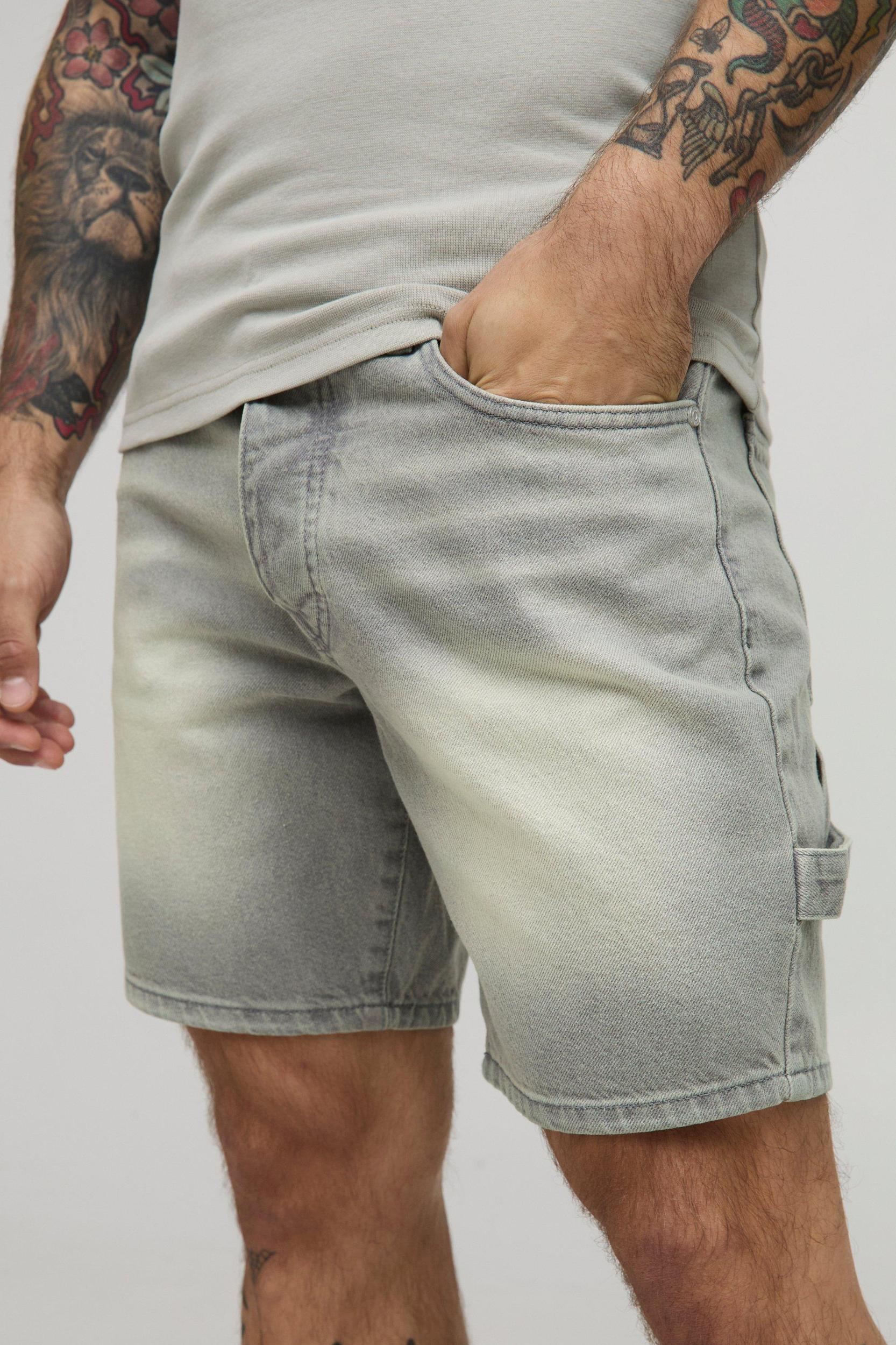 Slim Fit Tinted Carpenter Denim Shorts | boohooMAN USA Product Image