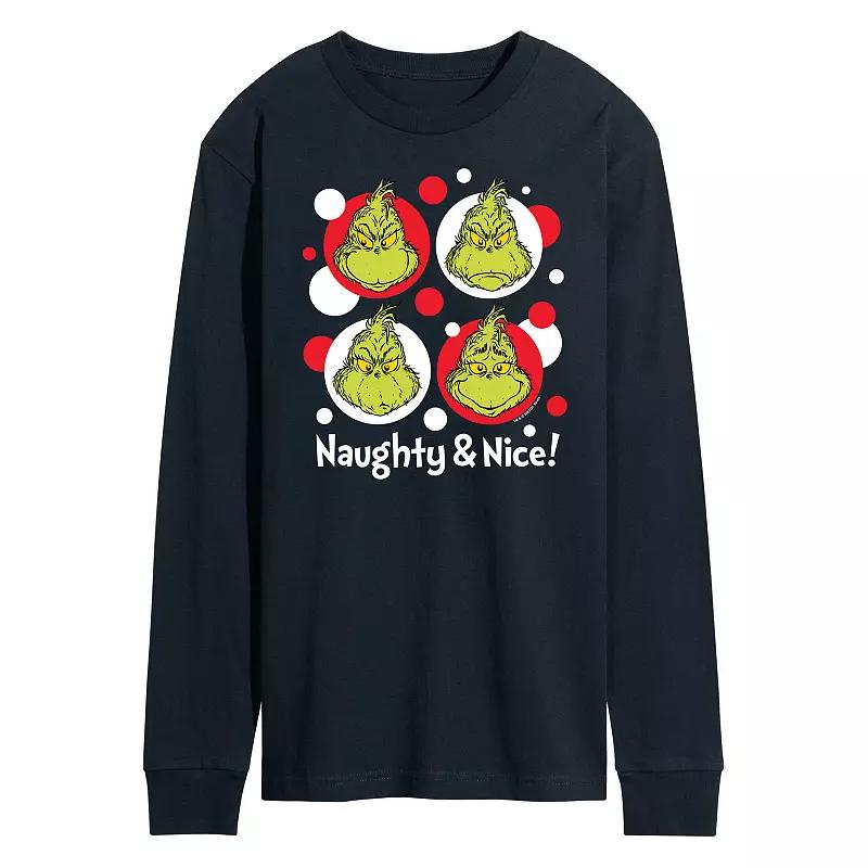 Men's Dr. Seuss Grinch Naughty & Nice Long Sleeve Tee,  Product Image