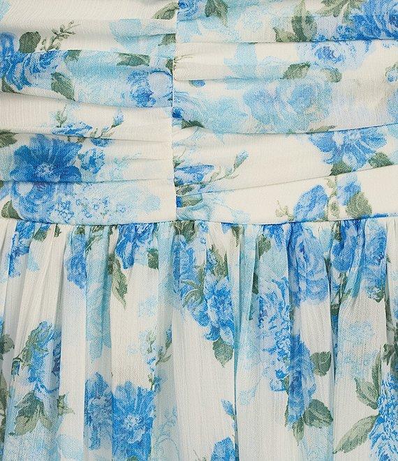 B. Darlin Printed Chiffon Sweetheart Neck Ruffle Dress Product Image