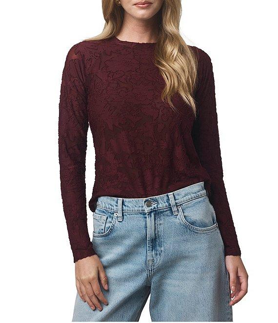 Splendid Cecelia Floral Burnout Crew Neck Long Sleeve Tee Product Image