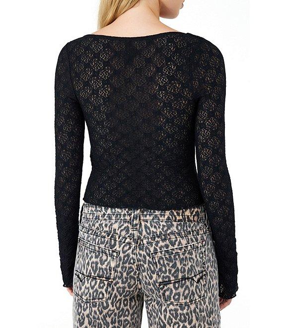 BDG Urban Outfitters Quinn Illusion-Lace Tie-Front-Detail Top Product Image