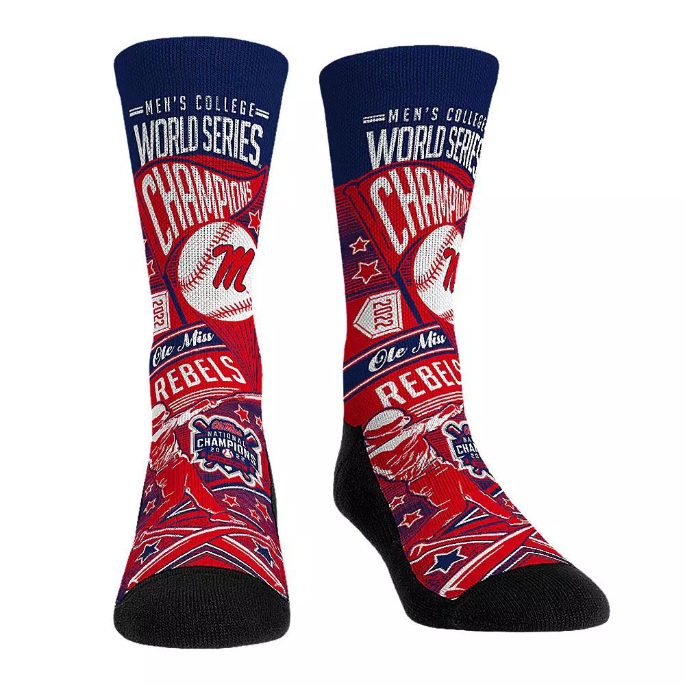 Rock Em Socks Red Ole Miss Rebels 2022 NCAA Men's Baseball College World Series Champions Crew Socks, Size: Small/Medium Product Image