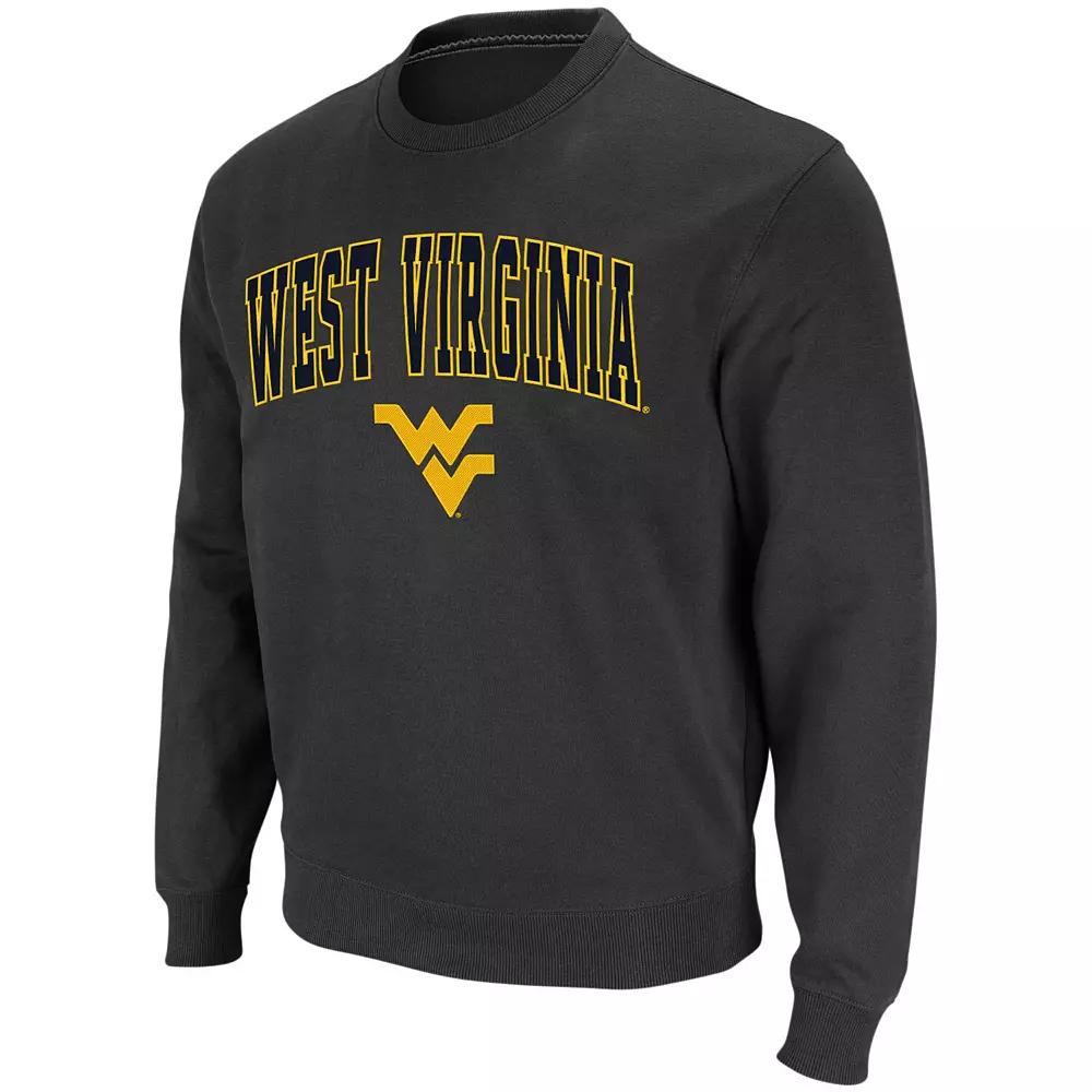 Men's Colosseum Charcoal West Virginia Mountaineers Arch & Logo Crew Neck Sweatshirt, Size: Medium Product Image