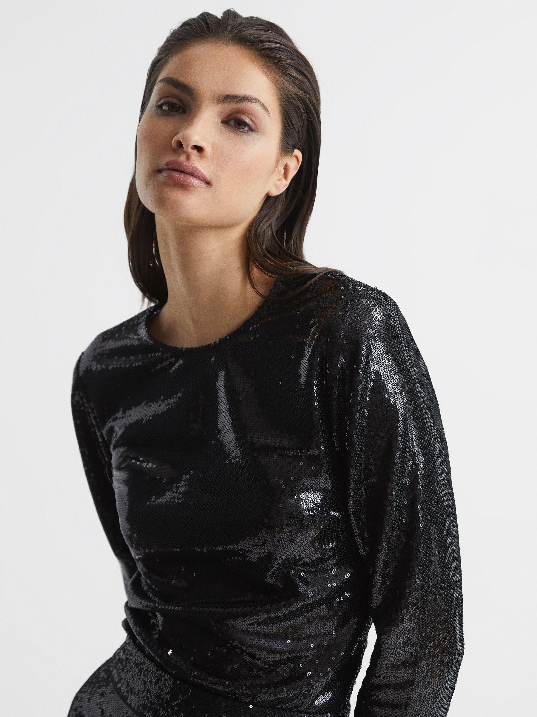 Sequin Top in Black Product Image