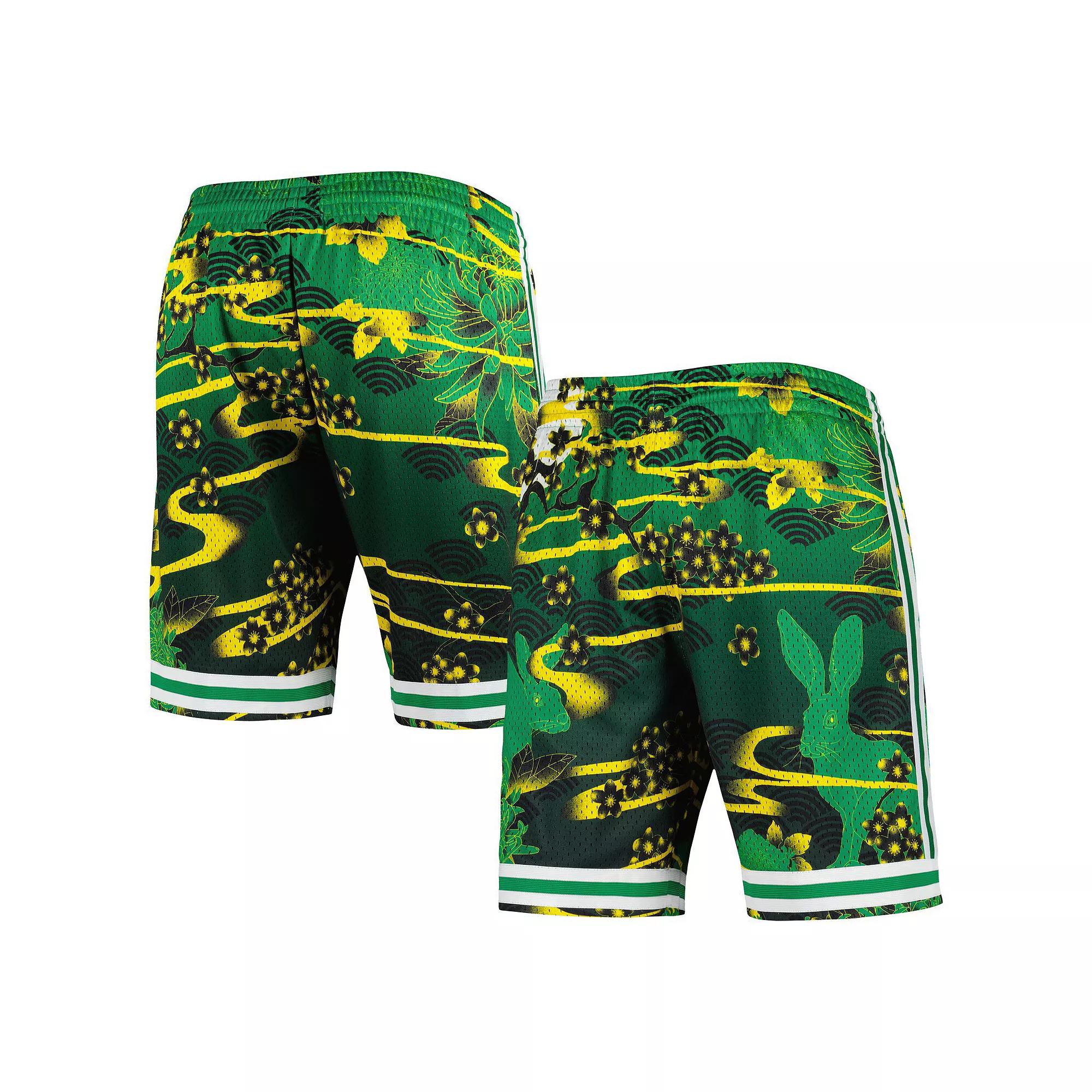 Men's Mitchell & Ness Kelly Green Boston Celtics Lunar New Year Swingman Shorts,  Product Image