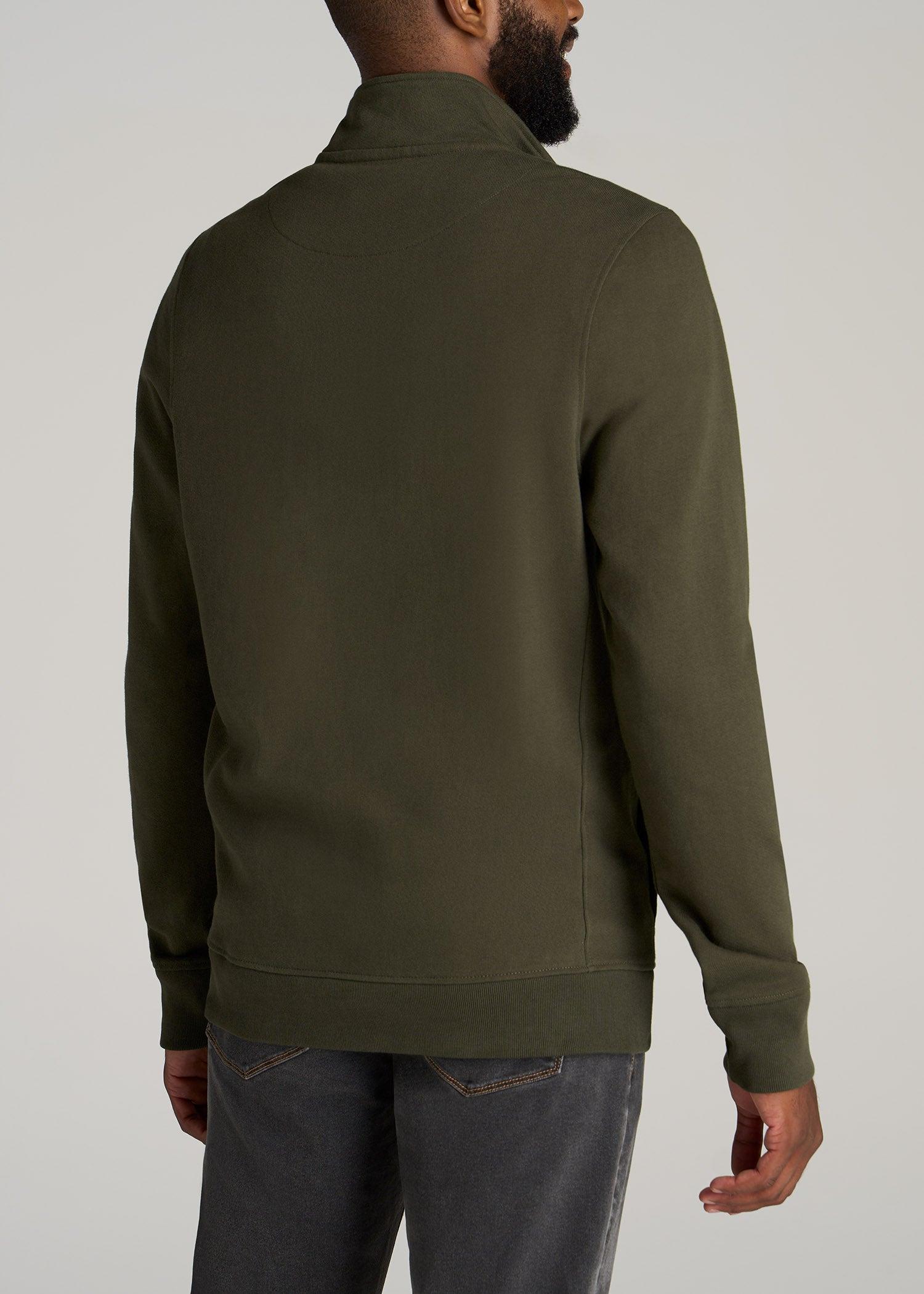 LJ&S Heavyweight Quarter-Zip Pullover for Tall Men in Vintage Thyme Green Male Product Image