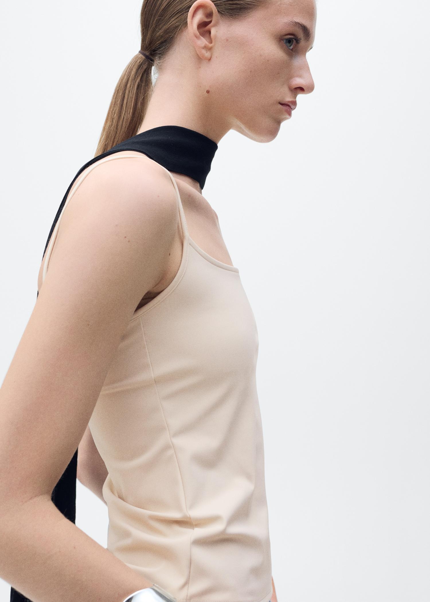 Fitted top with thin straps - Women | MANGO USA Product Image